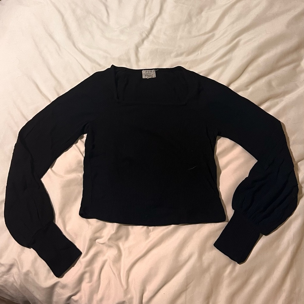 Black balloon sleeve shirt